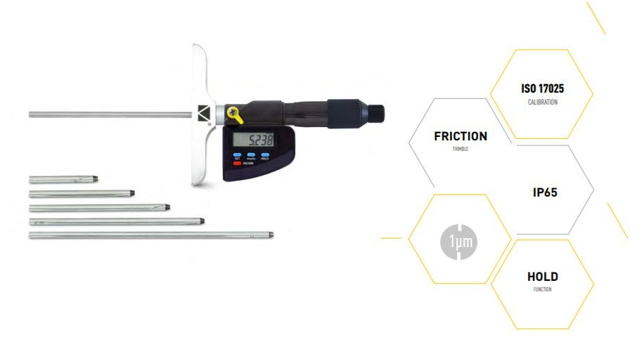 Precision Digital DEPTH Micrometer - Micron - IP65 - Friction Thimble