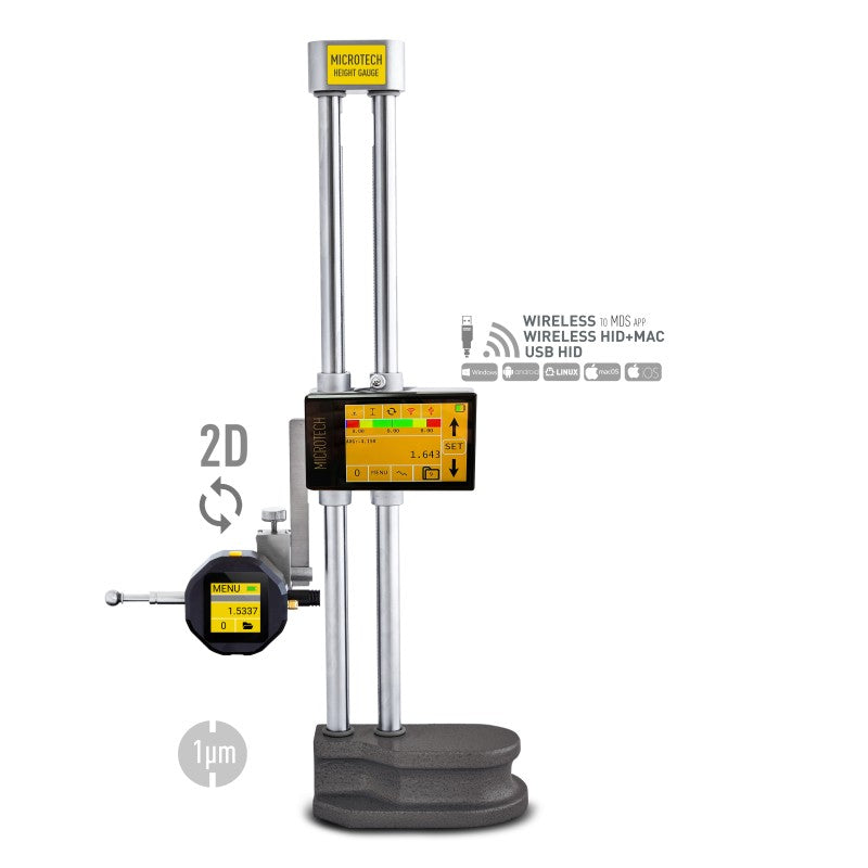 2D Manual Tablet micron double column height gauge up to 40"/1000mm (X axis 100mm) wheel adjust Wireless+USB