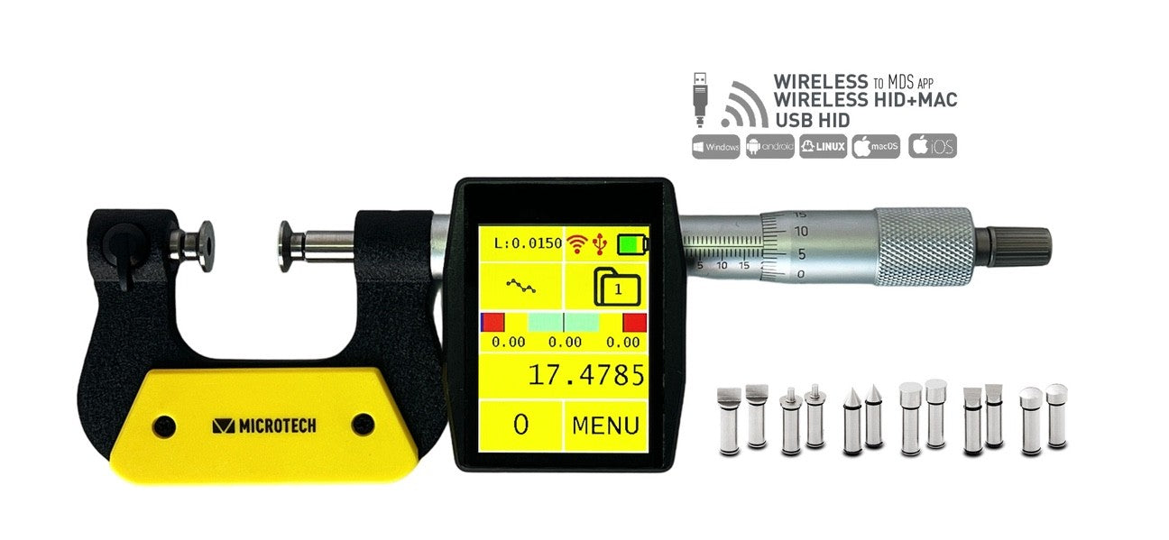 UNIVERSAL TABLET micrometer Interchangeable Anvil IP-65 (non rotating spindle) Wireless+USB