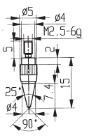 Pointed Contact Point - 90 degrees - Carbide - Dia 4mm