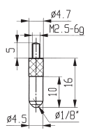 Spherical Contact Point - Dia 1/8" - Length 10mm