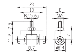 Roller Contact Point with Adjustment Nut - Width 8.7mm