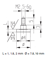Flat Contact Point - Steel - Dia 7.8/10mm - L 1-2mm