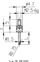 Spherical Contact Point - Carbide - Dia 1.5mm - R0.75