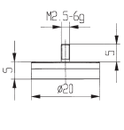 Flat Contact Point - Carbide - Dia 20mm - L 5mm