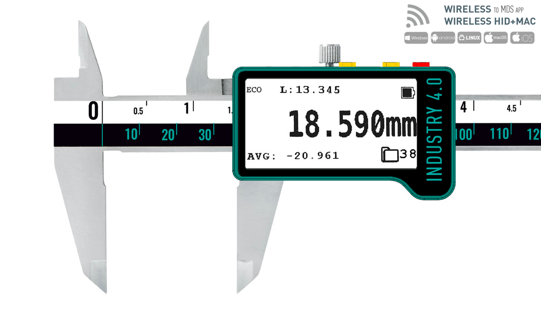 INTELLIGENT E-ink caliper 6", 8", 12" - 0-300mm CARBIDE Wireless+USB