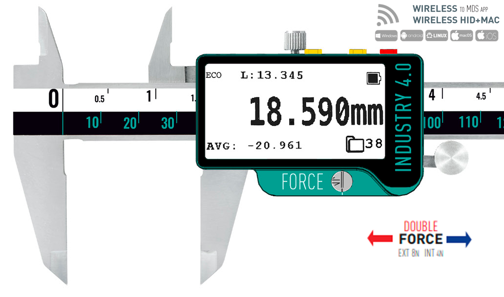 INTELLIGENT E-ink caliper 6", 8", 12" - 0-300mm CARBIDE Wireless+USB