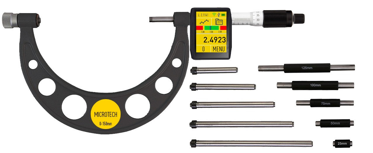 TABLET micrometer with INTERCHANGEABLE ANVILS (anvils and rods incl)