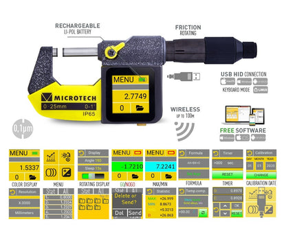 SUB-MICRON COMPUTERIZED micrometer IP-65 Wireless+USB