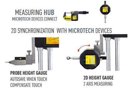 2D Manual Tablet micron double column height gauge up to 40"/1000mm  (X axis 100mm) wheel adjust Wireless+USB