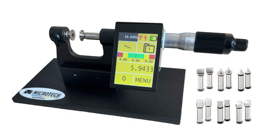 Universal Anvils - Non-Rotating Spindle TABLET - Bench Micrometer - Sub-Micron - IP65 - Wireless - Friction Thimble