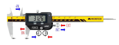 WIRELESS DOUBLE FORCE 8N caliper 6", 8", 12" - 0-300mm IP-67 SWISS electronic/CARBIDE jaws