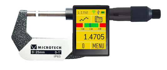 Non-Rotating Spindle TABLET Micrometer - Sub-Micron - IP65 - Wireless - Friction Thimble