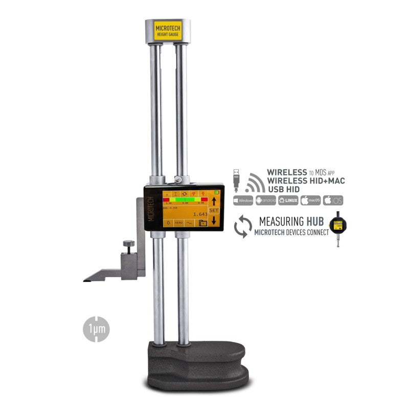 Tablet micron double column height gauges up to 40"/1000mm wheel adjust Wireless+USB