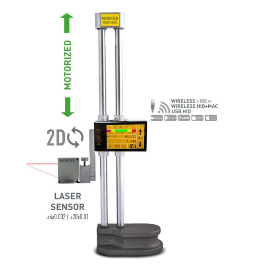 Micron 2D LASER Tablet Height Gauge - Motorized