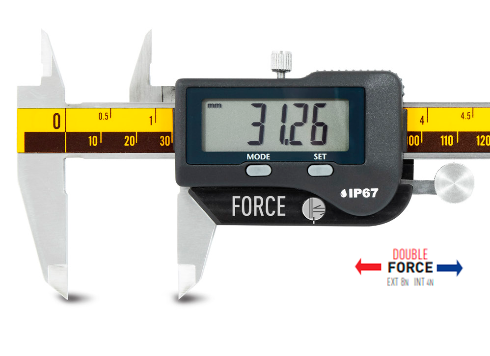 WIRELESS DOUBLE FORCE 8N caliper 6", 8", 12" - 0-300mm IP-67 SWISS electronic/CARBIDE jaws