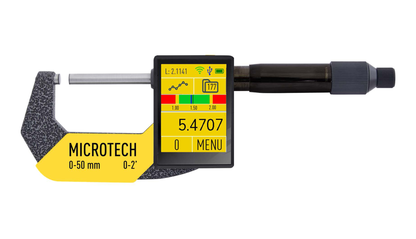 Double Range TABLET Micrometer - 50mm Stroke - Sub-Micron - IP65 - Wireless - Friction Thimble