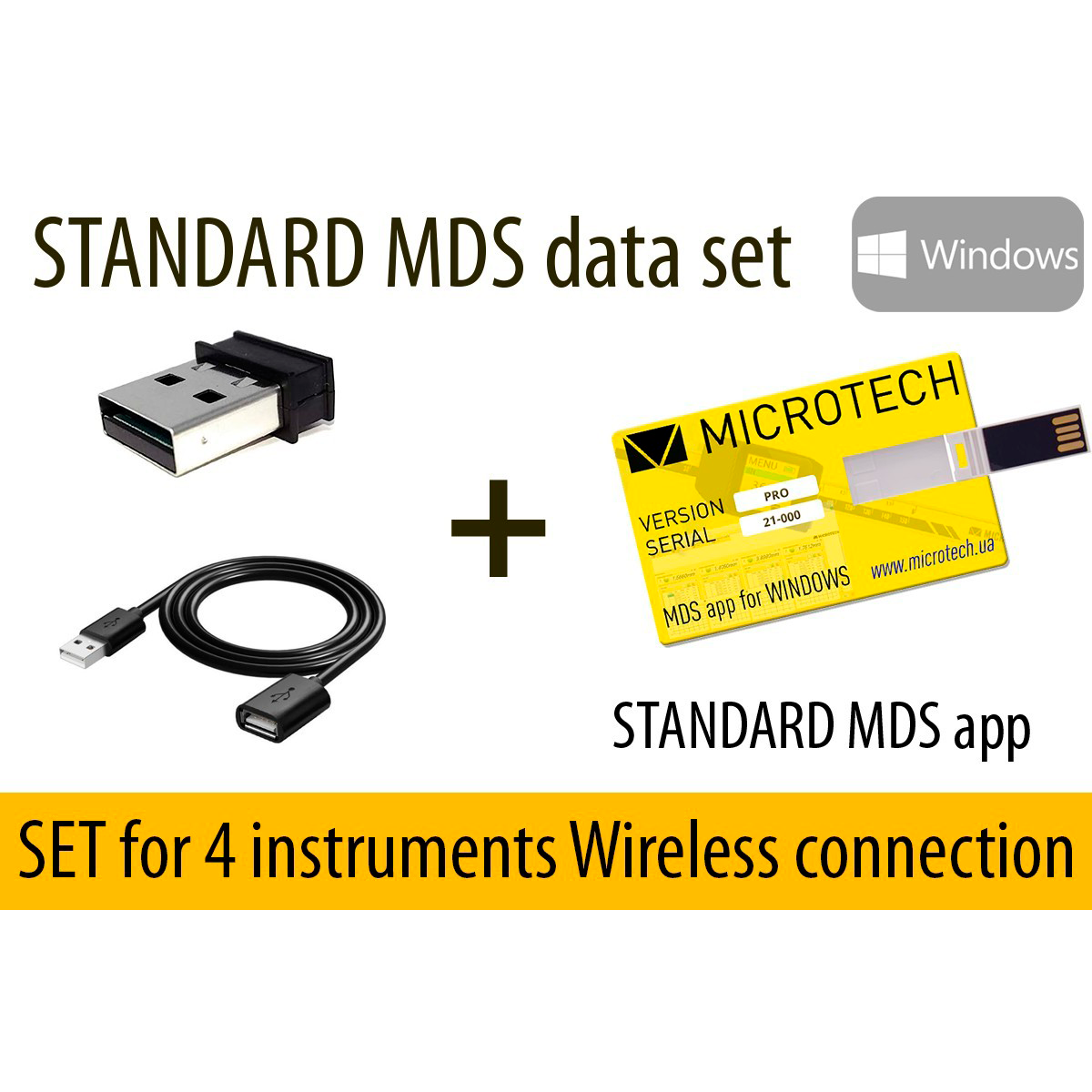 SET MDS PRO+ for Windows 12 instruments (4 USB dongle+ 4 USB extension+MDS PRO app)