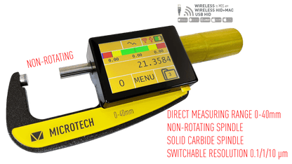 Non-rotating TABLET micrometer 0-40x0.001 IP-65 Wireless+USB