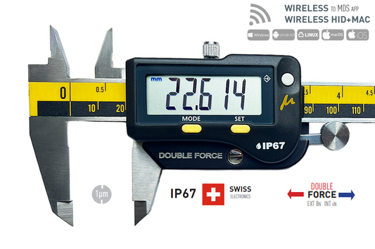 MICRON WIRELESS DOUBLE-FORCE caliper 6", 8", 12" - 0-300mm IP-67 SWISS electronic